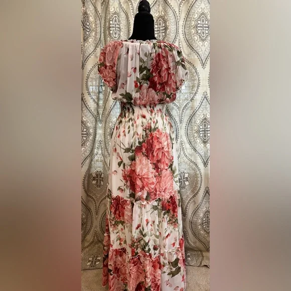 Kate and Lily Floral Maxi Dress in Pink and White Size 4 - Picture 4 of 8